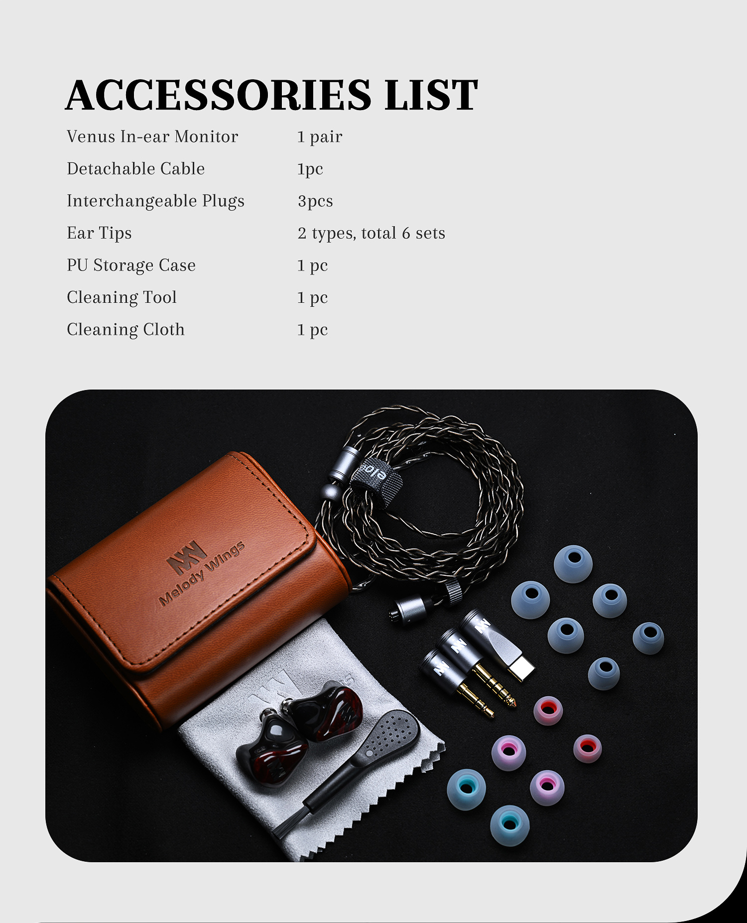 Venus Hybrid 3BA1DD In-ear Monitor with 3 Plugs 英文版 12